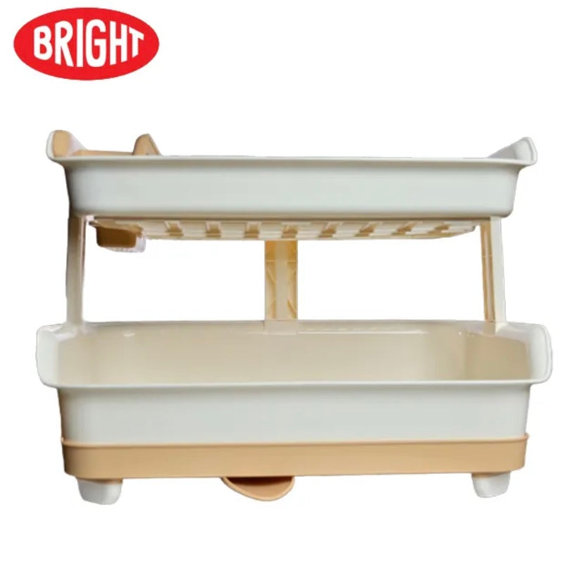 Bright Kitchen Master Plate Rack, Plate Stand, Dish Drainer, Space Saver, Plate Shelf, 2 Layer