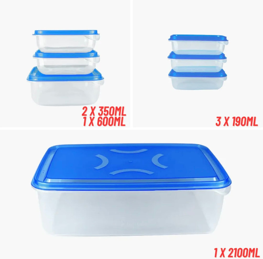 IKEA STYLE FOOD CONTAINERS, THUMB LOCK FOOD CONTAINER, STACKABLE PLASTIC STORAGE BOXES (  7PC SET)