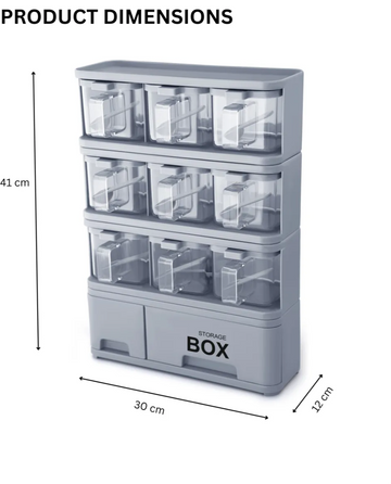 PrettyNeat Storage Box Condiments & Spice Rack With 6 Spice Jars And Spoons - 500ml